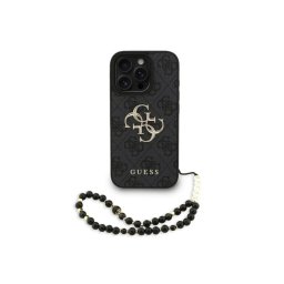 Guess Funda Para Iphone 16 Pro – Carcasa De Polipiel Negra Con Logo 4g Clásico Y Correa De Perlas, Diseño Elegante Y Ajuste Preciso