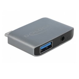 Delock 63965 Adaptador de Audio USB Tipo-C Macho a Jack 3,5 mm Hembra + USB 3.0 A Hembra