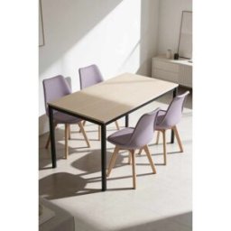 RegalosMiguel Mesa Black Rectangular Dino 120x75 cm - Madera Natural