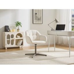 Unique Silla de oficina en tela texturizada - Crema y beige - LANCIEGA