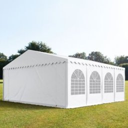 TOOLPORT 8x8 m Carpa para fiestas XXL, altura lateral 2,6m, PVC 1400, con base reforzada, blanco - (5202)
