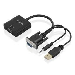 Cable conversor Aisens A115-0872 SVGA Macho Audio USB Macho HDMI Hembra 20cm Negro