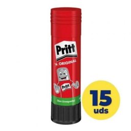 Pegamento en barra Pritt Expositor 43g 15 unidades lavable sin disolventes no tóxico