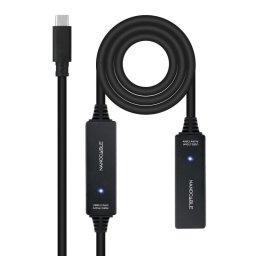 Cable USB-C Nanocable 10.01.1312 10m Prolongador USB 3.2 Gen1 con Amplificador Negro
