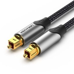 Cable óptico de audio Vention BAVHI 3m Toslink aluminio chapado en oro alta fidelidad gris