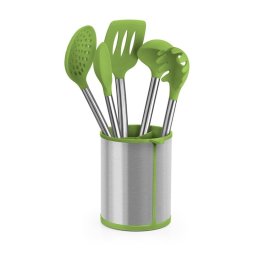 Set utensilios cocina Bra Prior A197011 5 piezas verde acero inoxidable nylon silicona