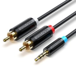 Cable Estéreo Vention BCLBI 3.5mm Macho a 2x RCA Macho 3m Negro Blindado Oro