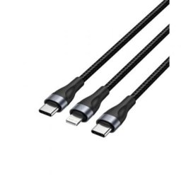 Cable USB-C a USB-C y Lightning Vention H17BAV 60W 480Mbps 1.2m Negro