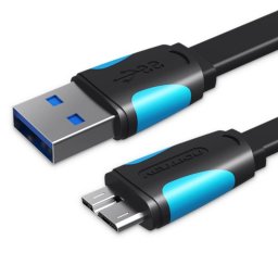 Cable USB Vention VAS-A12-B100 1m USB 3.0 A a Micro B Macho Azul y Negro 5Gbps 10W