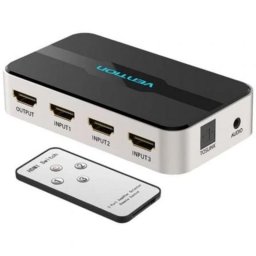 Switch HDMI Vention AFJH0 3 Entradas 1 Salida 4K 30Hz Audio Óptico/Mando Gris