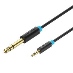 Cable estéreo Vention BABBH Jack 6.5mm macho a Jack 3.5mm macho 2m Negro cobre estañado