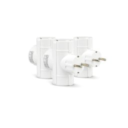 Pack De 3 Adaptadores De Enchufe Triple Con Toma De Tierra - Enchufes Schuko Blancos Para Hogar Y Oficina