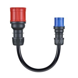 Adaptador go-e para Gemini flex 22 kW, CEE rojo trifásico 32A a CEE azul monofásico 16A