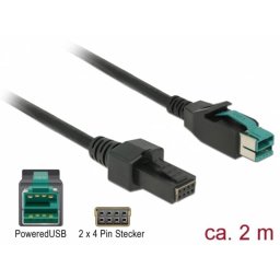 Cable de transmisión DeLOCK PoweredUSB 12V Negro 2 m