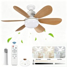 Ventilador de Techo con Luz Autrucker 40W 52cm 3 Velocidades LED Regulable con Mando