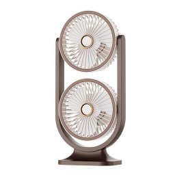 Ventilador de Sobremesa Dam Electronics Doble 5 Velocidades Pantalla Digital Luz 3 Intensidades Silencioso Inclinación 360º