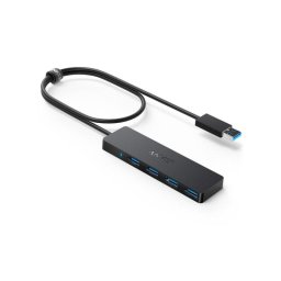 Hub Anker 4 puertos 5 Gbps USB 3.2 Gen 1 A7516016 cable redondo negro