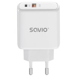 Cargador de pared Savio LA-12 20W USB-C USB-A Carga rápida