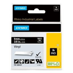 Cinta de etiquetas DYMO Rhino Vinilo 9 mm x 5,5 m Blanco sobre negro