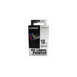 Cinta rotuladora Casio XR-18WE 8 m x 18 mm negro sobre blanco