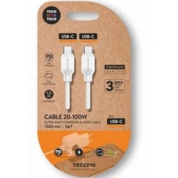 Cable USB-C a USB-C Tech One Tech TEC2210 100W 1.5m Blanco