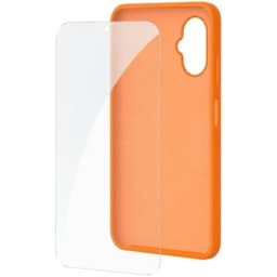 Funda para móvil SPC Wuum One Protection Pack Silicona Naranja con cristal templado