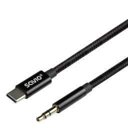 Cable de audio Savio CL-187 USB-C a 3,5 mm 1 m Negro