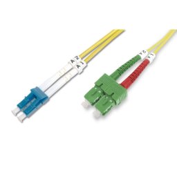 Cable de fibra óptica Digitus SC APC a LC PC monomodo OS2 1 m dúplex amarillo
