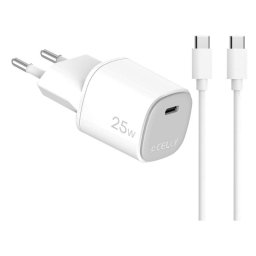 Cargador de pared Celly UPTC1USBC25WCTC GaN 25W USB-C