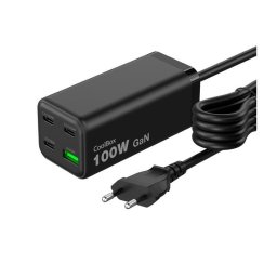Base de carga CoolBox ChargeMaster 4 Pro 100W GaN 3 USB-C USB-A Negro