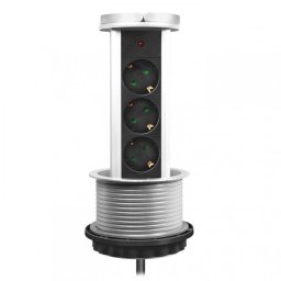 LogiLink Regleta Retráctil 3 Tomas 1.8m Plateada
