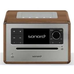 Microcadena Sonoro ELITE 25W RMS Bluetooth DAB FM CD USB Despertador Nogal/Plata
