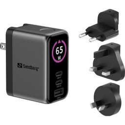 Cargador USB Sandberg Travel Charger PD65W Display 3 Puertos