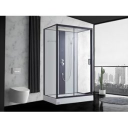 Unique Cabina de ducha con hidromasaje PRIMEA - 2 zonas de jets de masaje- Ancho 120 x Prof. 80 x Alt. 215 cm - lluvia tropical y ducha de mano