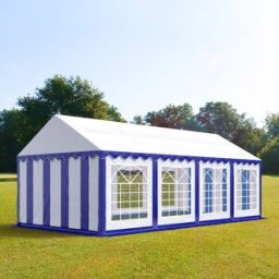 TOOLPORT 4x8 m Carpa para fiestas, PVC 700, azul-blanco - (6108)