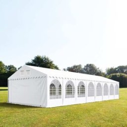 TOOLPORT 5x20 m Carpa para fiestas XXL, altura lateral 2,6m, PVC 1400, con base reforzada, blanco - (38512)