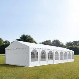 TOOLPORT 5x16 m Carpa para fiestas XXL, altura lateral 2,6m, PVC 800, con base reforzada, blanco - (38522)