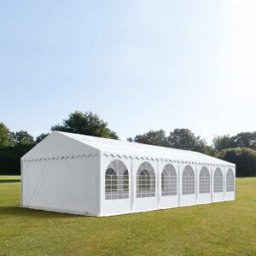 TOOLPORT 5x14 m Carpa para fiestas XXL, altura lateral 2,6m, PVC 1400, con base reforzada, blanco - (37670)
