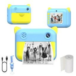 Klack Cámara para Niños Digital de Impresión Instantánea sin Tinta en Papel Térmico Azul