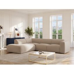 Unique Sofá rinconera izquierda con chaise longue y respaldo de pana beige - POGNI de Maison Céphy