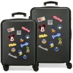 Disney Juego de Maletas Mickey rígidas 55-68cm personajes rígida con capacidad de 104L. Negro