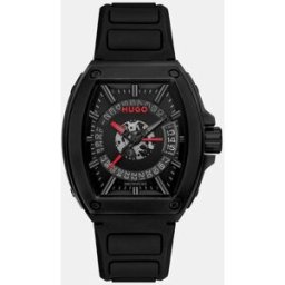 HUGO Reloj de hombre Icon 3H 1530436 de silicona negro. Negro