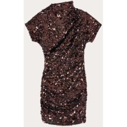 Ganni Vestido corto de lentejuelas. (38) Marrón