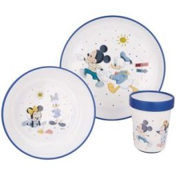 Stor Vajilla 3 piezas Disney Mickey-Minnie azul. Azul niño