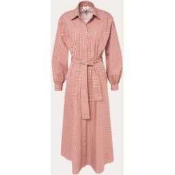 Diega Vestido midi Ravia de algodón. (S) Rojo