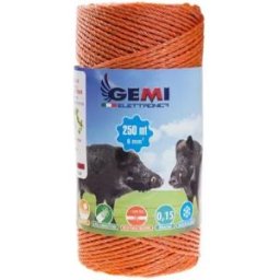 Gemi Elettronica Alambre para pastor eléctrico 250 m 6 mm² alta conductividad para cerca eléctrica para ganado y jabalíes, larga duración gemi