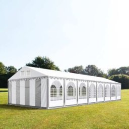 TOOLPORT 6x18 m Carpa para fiestas XXL, altura lateral 2,6m, PVC 1400, con base reforzada, gris-blanco - (37735)