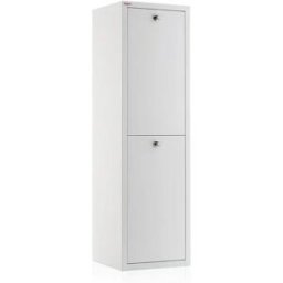 Hierro Cubo de basura para la cocina - Cubo de reciclaje - 2 compartimentos de 20L -28,7(ancho)x97(alto)x27,3(fondo) cm. - Blanco - LUA