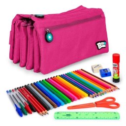 Estuche Escolar Portatodo Cuadruple Grafoplas Bits and Bobs Magenta con 36 Utensilios