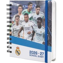 Agenda Escolar Real Madrid Día por Página 2026/2027 con Tapas Duras
